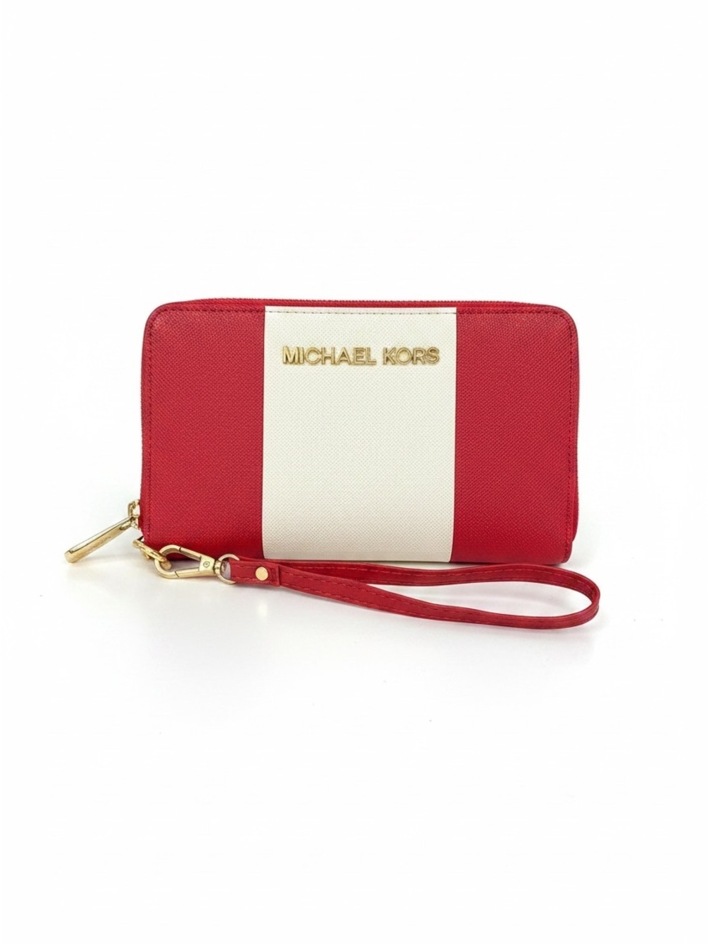 Michael Kors Red & White Zip-around Wristlet Wallet